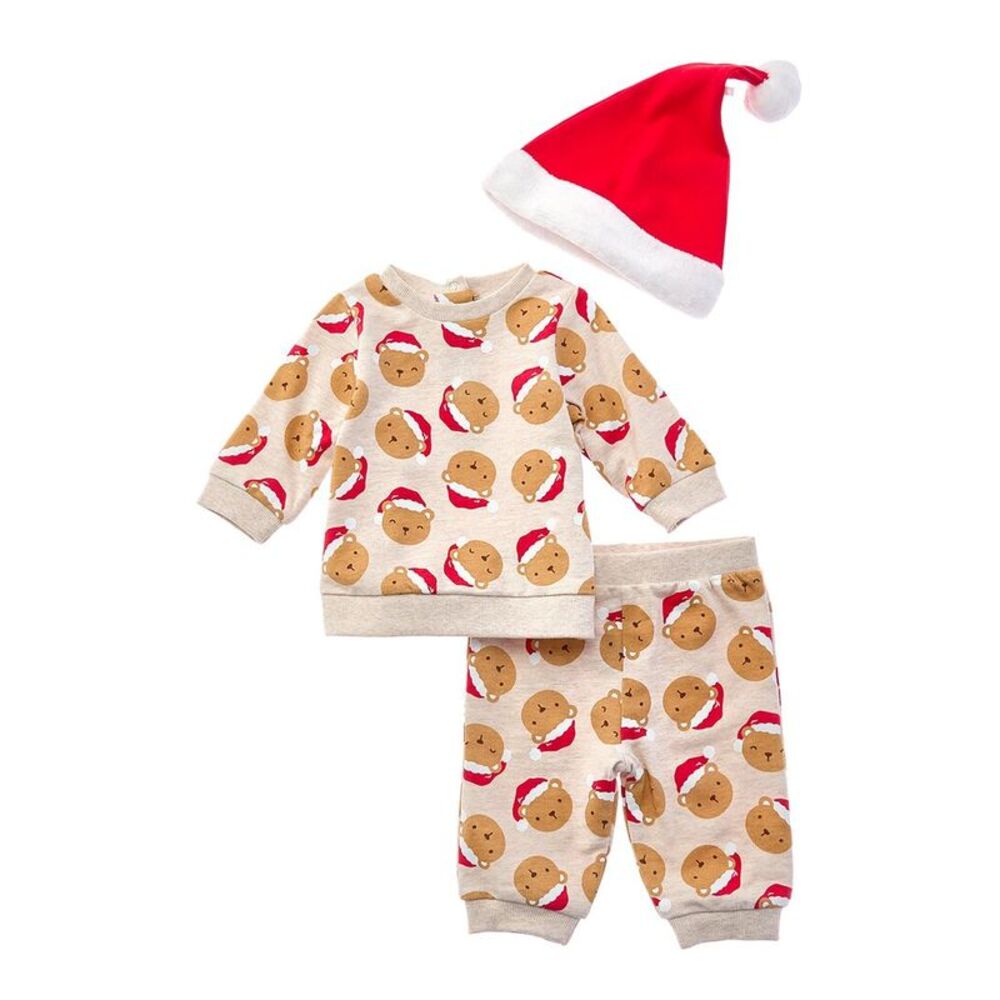 Little Me Girls  Santa Bear Set, Brown